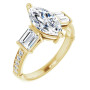 Scarlett 2 Carat Marquise Diamond Baguette Accented Engagement Ring in Yellow color  img