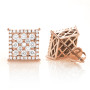 Square Large Diamond Earrings Studs 14K Gold 1.68ct Oversized in Rose color img