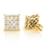 Square Large Diamond Earrings Studs 14K Gold 1.68ct Oversized in Yellow color  img