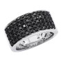 Sterling Silver Black Diamond Ring for Men 5 Row 10mm Wide Band in White color  img
