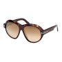 Tom Ford Women's Designer Round RX-Sunglasses FT111352G Brown Mirror Lenses (front view) img