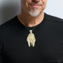 Large Solid 10K Gold Egyptian Pharaoh Head Diamond Pendant for Men 3.5in on the body img