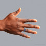 10K Rose Gold 5 Row 1.85 Carat Diamond and Sapphire Men's Wedding Band Unique Ring on the body img