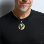 Unique 10K or 14K Gold Arm & Hammer Pendant For Men | Blacksmith Medallion on the body img