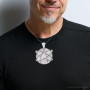 Large Custom Pendant with Rubies and White Black Diamonds Sterling Silver on the body img