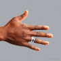 Men's Rectangular Blue White Red Diamond Statement Ring | Invisible Channel Prong Set | 10K or 14K Gold | 2ct on the body img