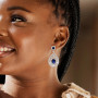 Unique Designer Blue Sapphire and Diamond Drop Earrings for Women18k Gold on the body img