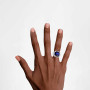 Unique 29.33 Carat Radiant Blue Sapphire & Diamond Ring for Women 18K White Gold on the body img