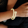 Ladies Diamond Bracelet 10k or 14k Yellow Gold Split-Style Bangle Bracelet for Women on the body img