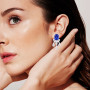 Unique 18K Gold Drop Earrings with Sapphires and Lab Grown diamodns 34.5ct on the body img