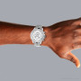 Luxurman Diamond Men's Watch 0.5ct White Gold Plated Swiss Mvt on the body img