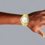 Large Diamond Bezel Watch for Men Yellow Gold Plated 2.5c Luxurman Escalade on the body img