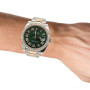 41mm Rose Gold Men's Rolex Datejust Diamond Bezel Watch Green Dial Oyster Bracelet on the body img