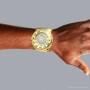 JoJino Large Men's Diamond Watch 0.25ctw Iced Out Yellow Dial with Chronograph on the body img