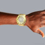 JoJino Large Men's Diamond Watch 0.25ctw Iced Out Yellow Dial w Chronograph on the body img