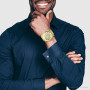 JoJino Large Men's Diamond Watch 0.25ctw Iced Out Yellow Dial w Chronograph on the body img