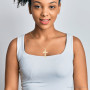 Unique Two-tone 14K White/Yellow Gold Cross Pendant for Men and Women on the body img
