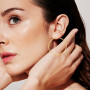14K Yellow Gold Women's Hinged Hoop Textured Earrings on the body img