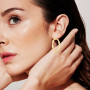 14k Yellow Gold Women's Textured Hoop Earrings on the body img