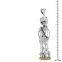 Size demonstration - Unique 14k Gold Saint Lazarus On Crutches With Dogs Diamond Statue Pendant in White color near the ruler img