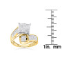Size demonstration - Unique Diamond Engagement Rings 14K Yellow Gold Diamond Ring 2ct in Yellow color near the ruler img