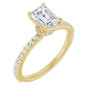 Vivian 1 Carat Emerald Diamond Accented Engagement Ring in Yellow color  img