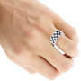 White Black Diamonds Ring For Men & Women 14K Rose Gold Band Checkerboard Pattern in White color on the body img