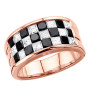 White Black Diamonds Ring For Men & Women 14K Rose Gold Band Checkerboard Pattern in Rose color img