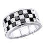 White Black Diamonds Ring For Men & Women 14K Rose Gold Band Checkerboard Pattern in White color  img