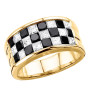 White Black Diamonds Ring For Men & Women 14K Rose Gold Band Checkerboard Pattern in Yellow color  img