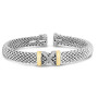 Women's Sterling Silver & 18K Gold Diamond Popcorn X Cuff (front view) img