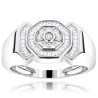 10K Gold Round and Baguette Diamond Men's Ring 0.95ct