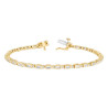 Women's Round and Baguette Diamond Tennis Bracelet 18K Yellow Gold 