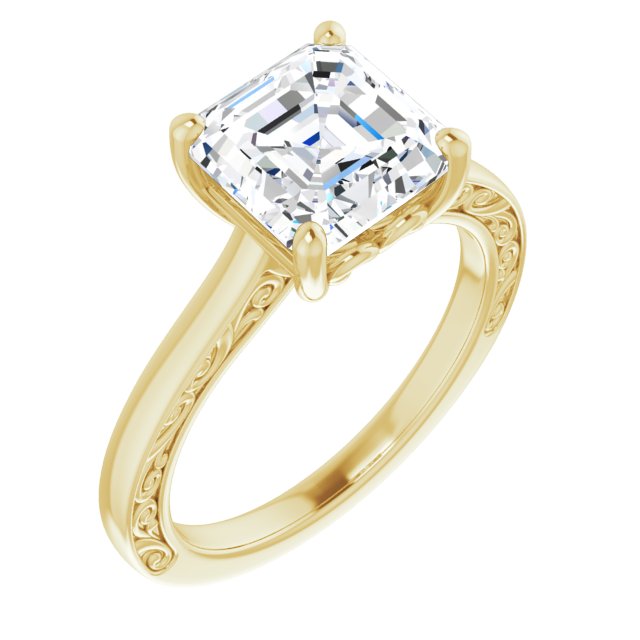 Item Code: ST053DNA, Warranty: 12 months, Ring Style: Birthstone, Metal: 14K Gold, Bridal: Bridal, Engagement, Setting Type: Solitaire, Width: 5/16in (8.5mm), Personalization: Yes, Carat Weight: 3 ct, Type of Gemstone: Diamond, Shape: Asscher, Color: H, Clarity: SI1, Stone Setting Type: Prong.