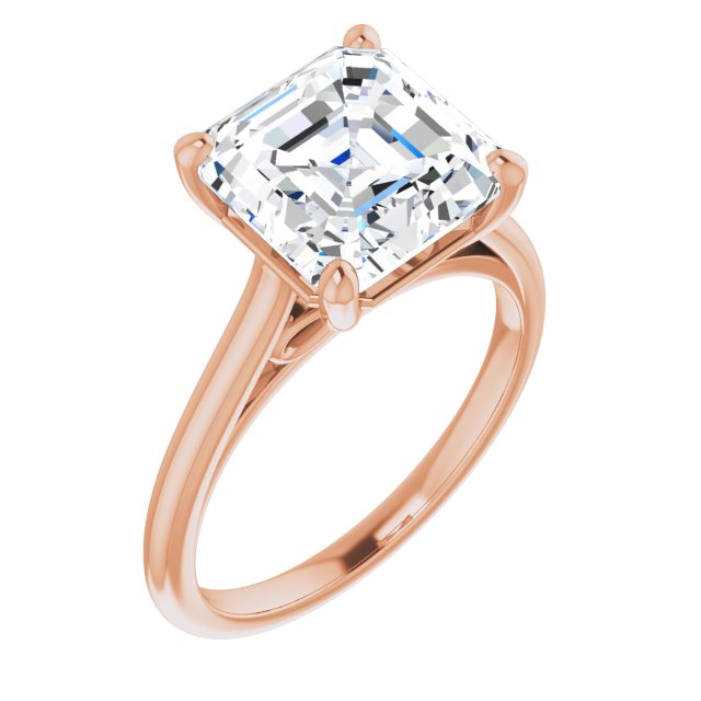 Item Code: ST046DLA, Warranty: 12 months, Ring Style: Birthstone, Metal: 14K Gold, Bridal: Bridal, Engagement, Infinity, Width: 3/8in (9.5mm), Personalization: Yes, Carat Weight: 4 ct, Type of Gemstone: Diamond, Shape: Asscher, Color: F, Clarity: VS1, Stone Setting Type: Prong.