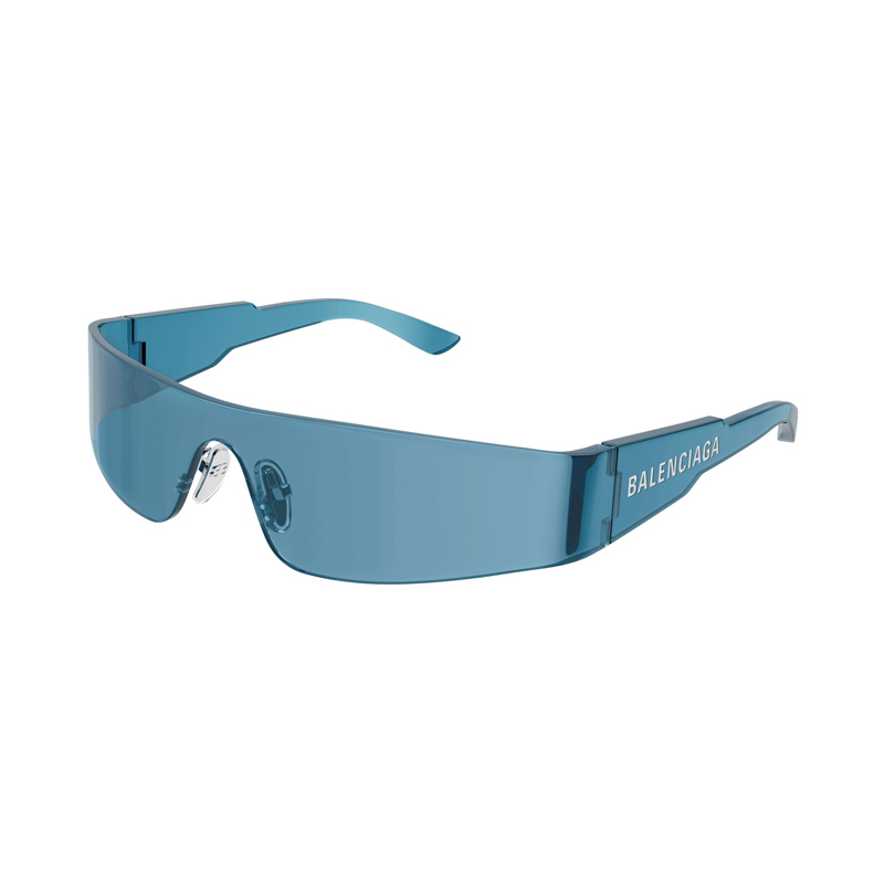 Balenciaga Rimless Shield Sunglasses in Blue Balenciaga BB0359S Bossy Shield Sunglasses in Blue  main image 4