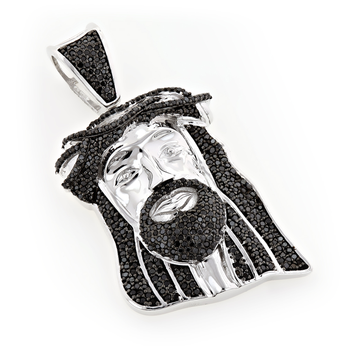 Black Diamond Jesus Head Face Pendant Mini 0.75ct 10K Gold 406725