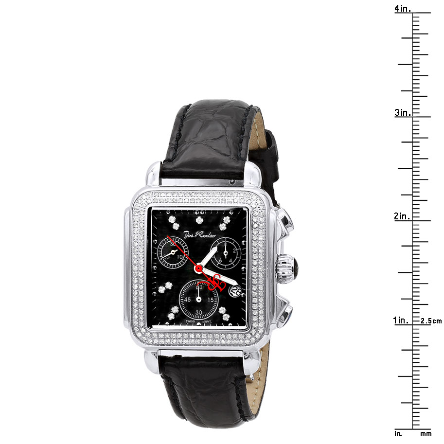 Diamond Watch for Men & Women Joe Rodeo Madison Black Leather Band 
