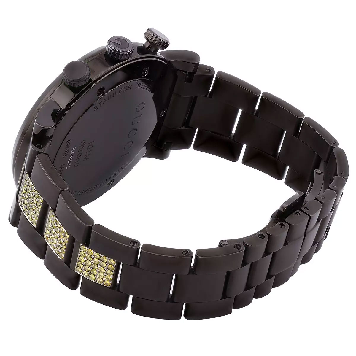 Black Men's Yellow Diamond Gucci G-Chrono Watch 6 Carats