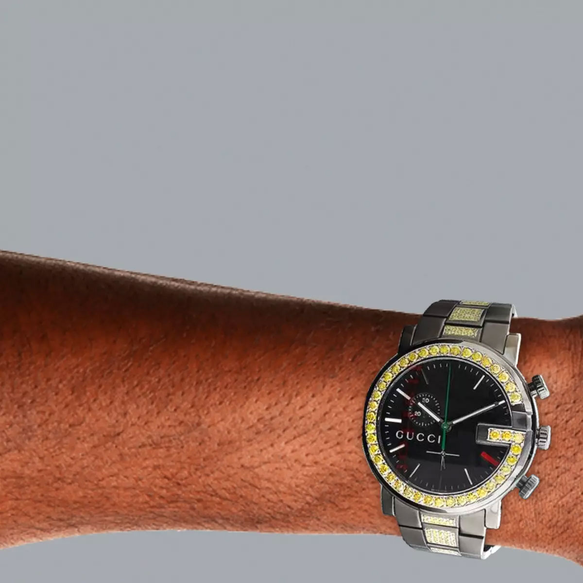 Black Men's Yellow Diamond Gucci G-Chrono Watch 6 Carats YA101331