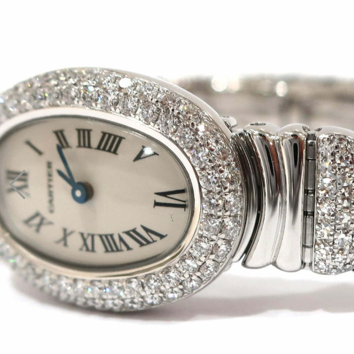 CARTIER BAIGNOIRE Mini 18mm 18K White Gold ~7TCW Watch Factory Diamond Dial Cartier Baignoire Mini HPI01773  main image 2