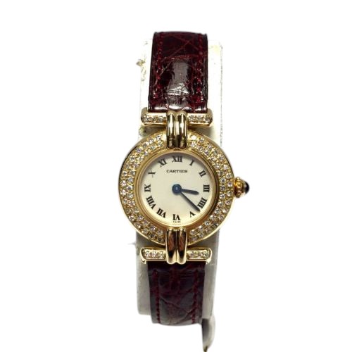 Model/Collection Name: Colisee, Movement: Quartz, Case Diameter/Width: 24 mm, Bezel Material: Gold, Dial: White.