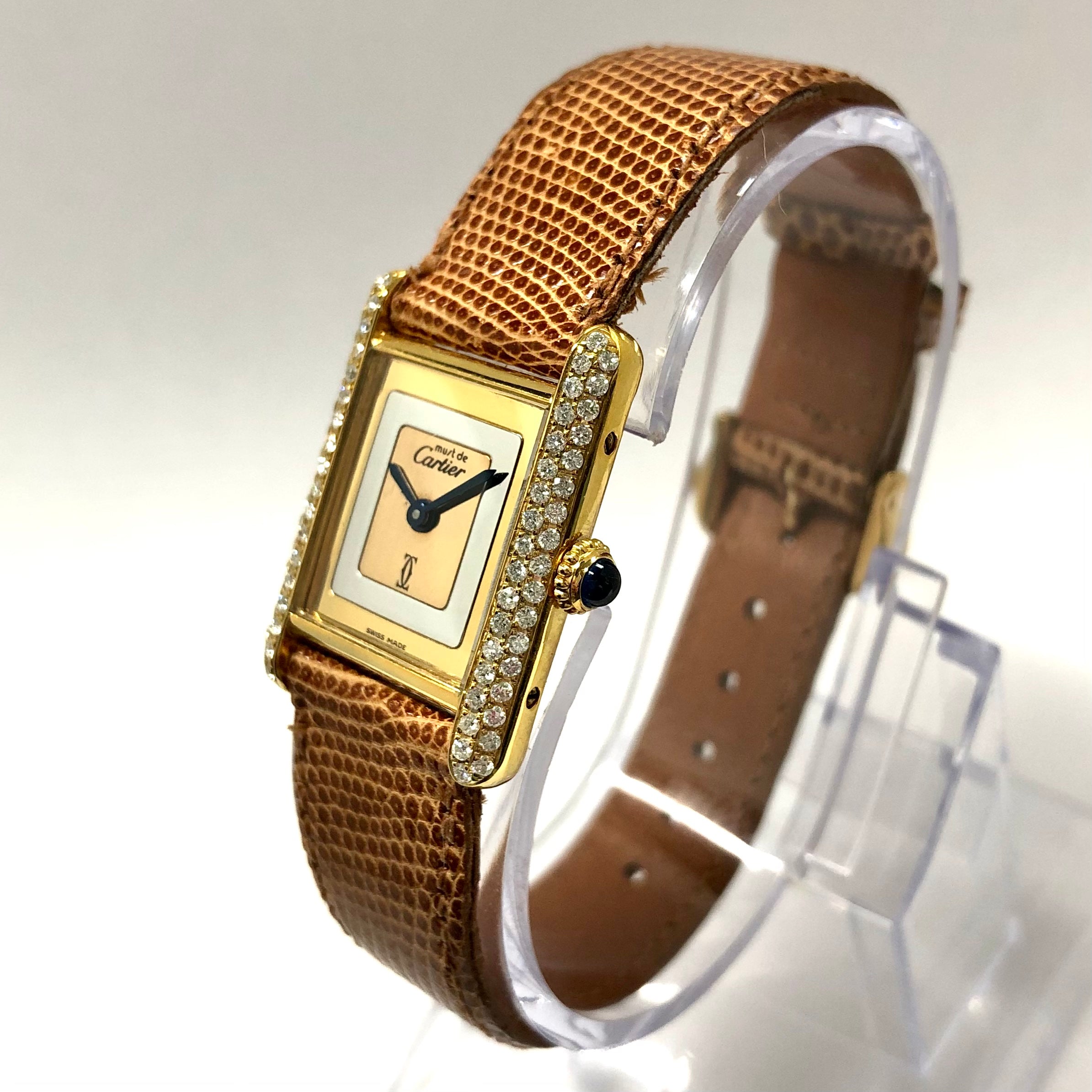 Cartier Must de Cartier Tank Gold Diamond Women's Watch 21mm