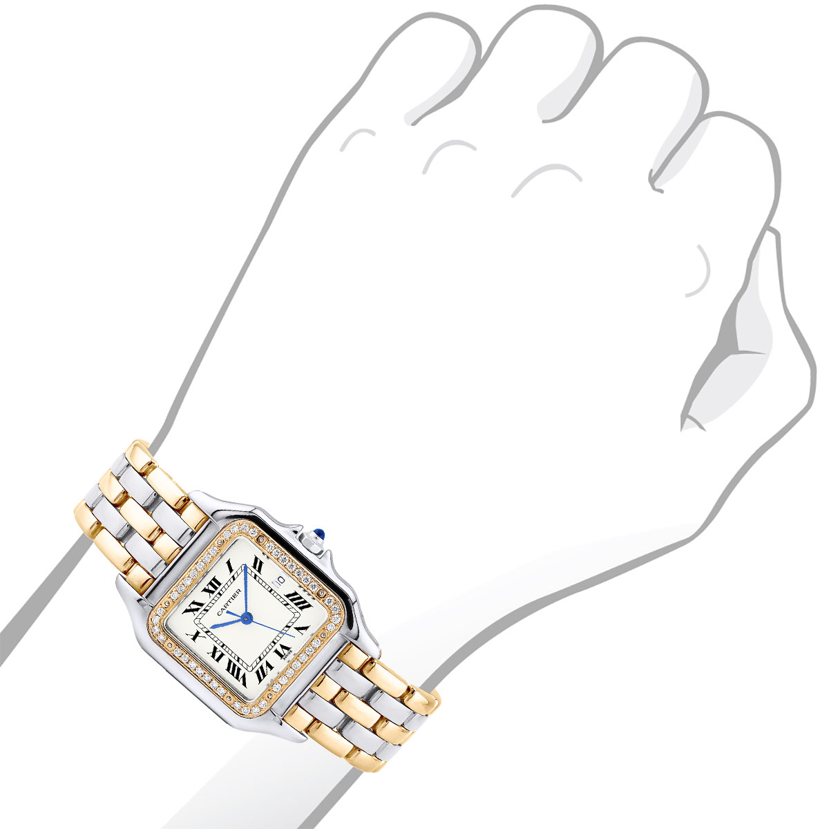 Women’s 18k gold color Stainless steel  Panther’s watch Pearl and diamond Cartier Panthere Mother of Pearl 18k Yellow Gold & Diamonds  main image 3