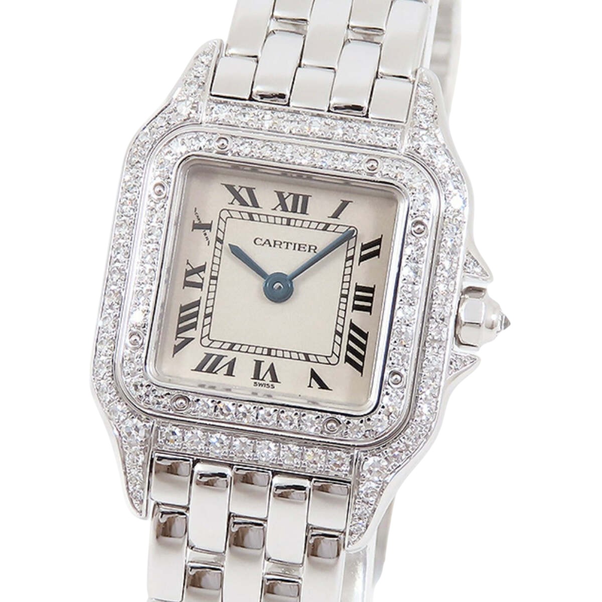 Model/Collection Name: Panthere, Movement: Quartz, Case Diameter/Width: 23 mm, Bezel Material: Gold, Dial: Cream, Crystal: Scratch Resistant Sapphire Crystal.