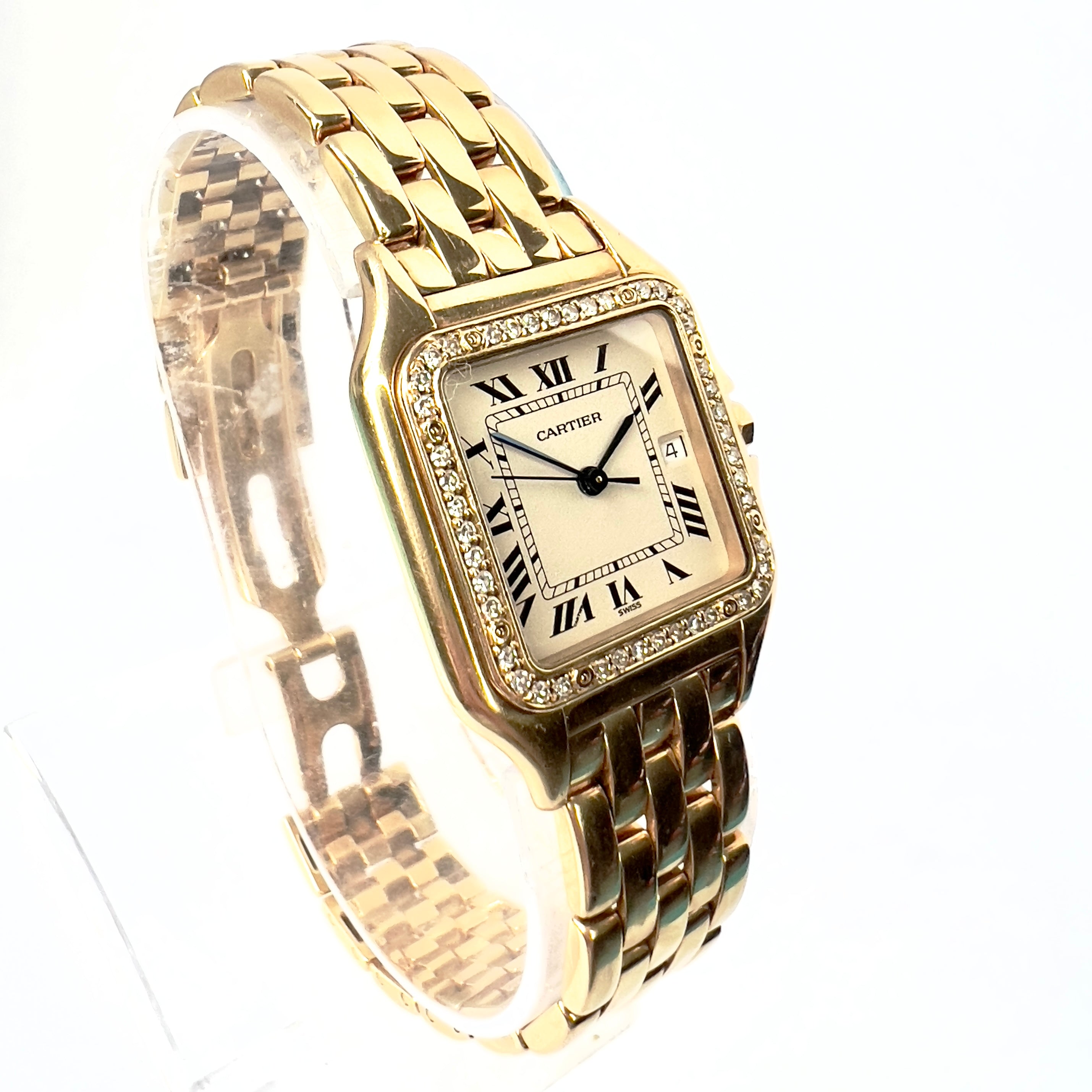 CARTIER PANTHERE Quartz 23mm 18K Yellow Gold ~2TCW Diamond Watch Cream Dial Cartier Panthere 18K Yellow Gold Women main image 3