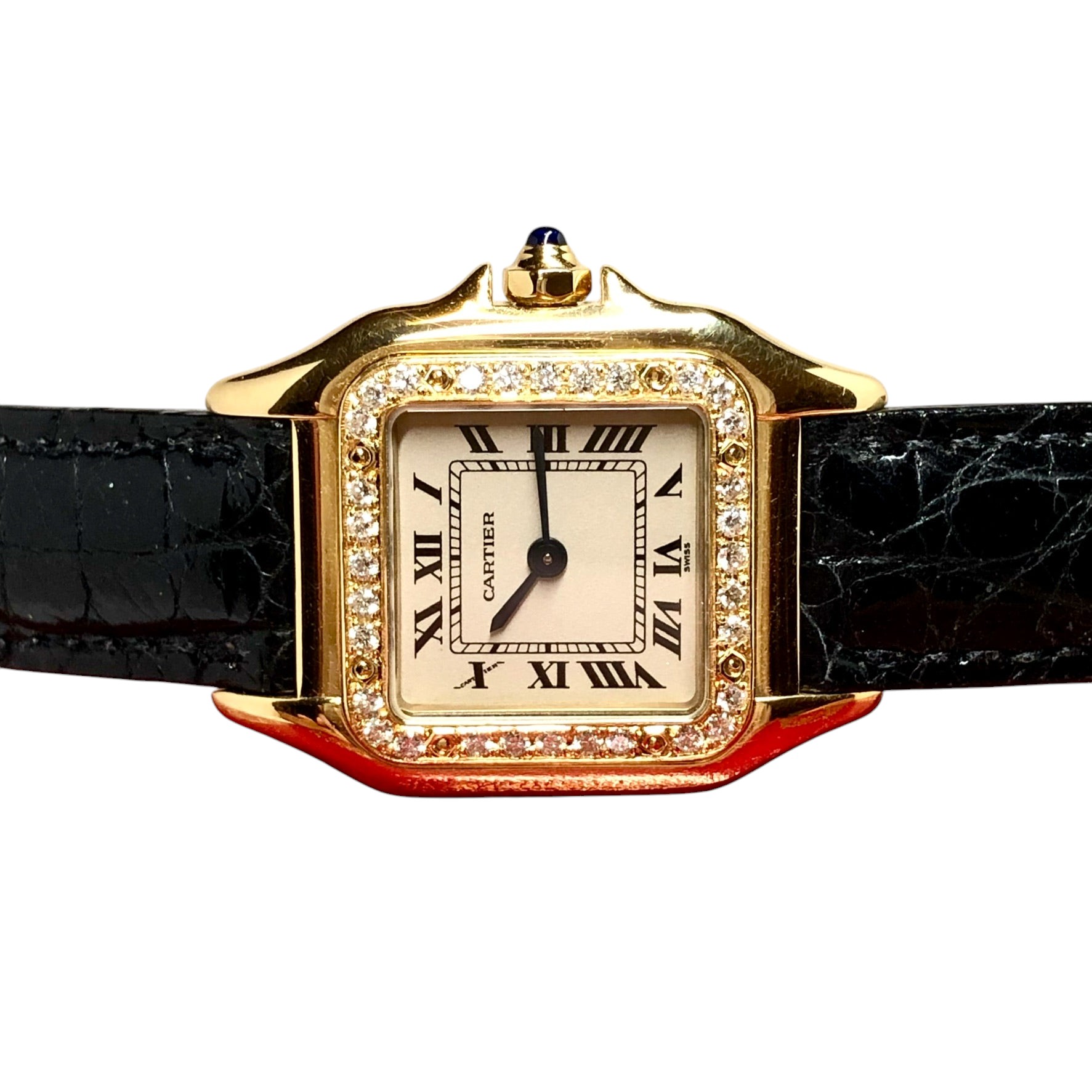 Model/Collection Name: Panthere, Movement: Quartz, Case Diameter/Width: 23 mm, Dial: Beige, Crystal: Scratch Resistant Sapphire Crystal.
