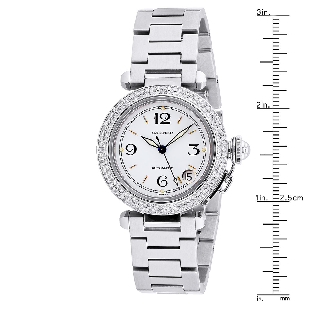 Cartier Pasha Stainless Steel Women's Diamond Watch 35mm 1.81ct