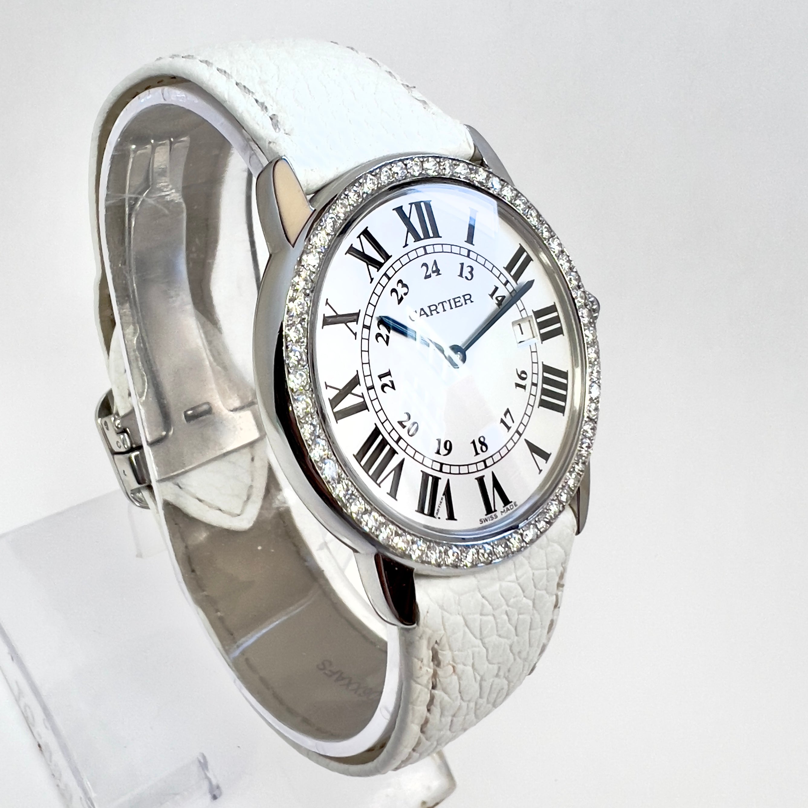 【ジャンク品】Cartier カルティエ RONDE SOLO STEEL腕時計 Cartier Ronde Solo Stainless Steel Diamond Men's Watch 36mm 1ct