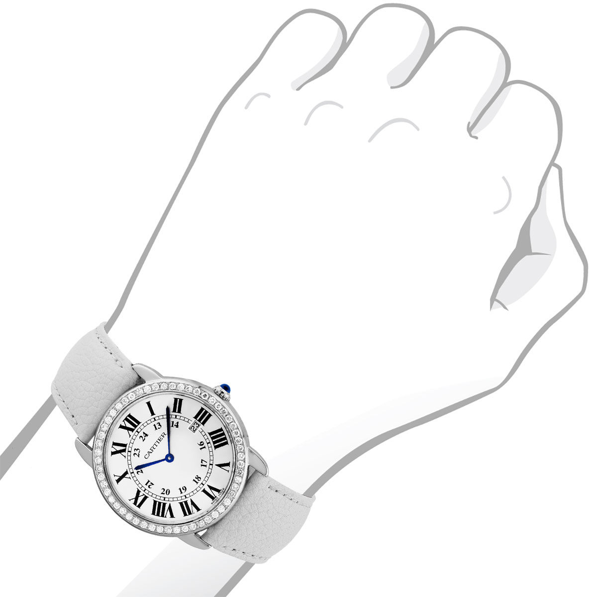 Cartier Ronde Solo Stainless Steel Diamond Men's Watch 36mm 1ct